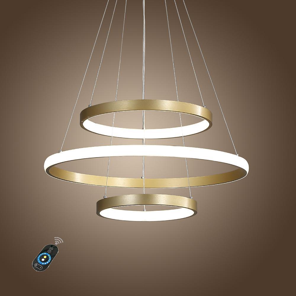 Adjustable Ring LED Chandelier - Dimmable Gold Contemporary Design