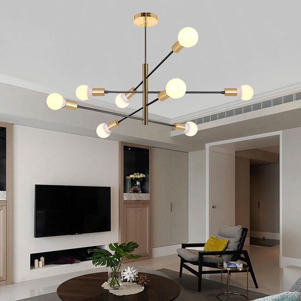 Modern Sputnik LED Geometric Chandelier 8-Light Metal Black Gold