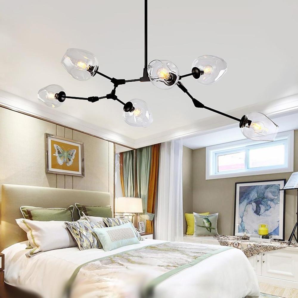 Sputnik Industrial Glass Chandelier with Customizable Shades
