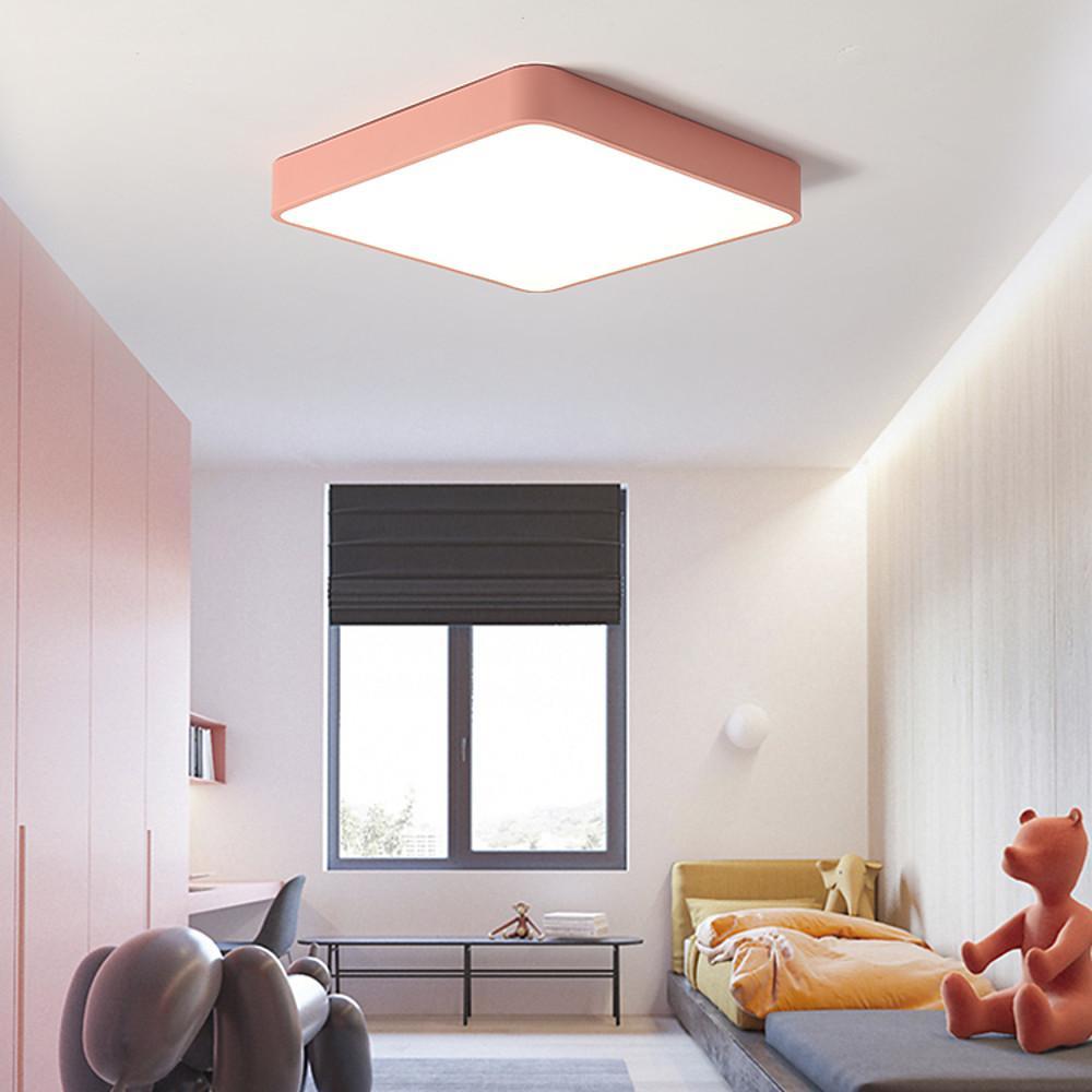 Modern Square LED Flush Mount Ceiling Light – Metal & PVC