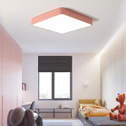 Modern Square LED Flush Mount Ceiling Light – Metal & PVC