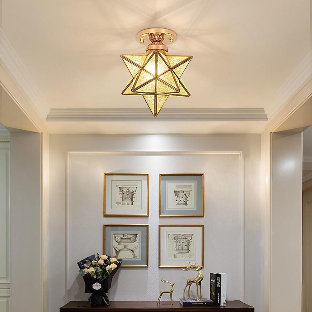 Multi-Pointed Star Semi-Flush Mount Ceiling Light - Metal & Glass