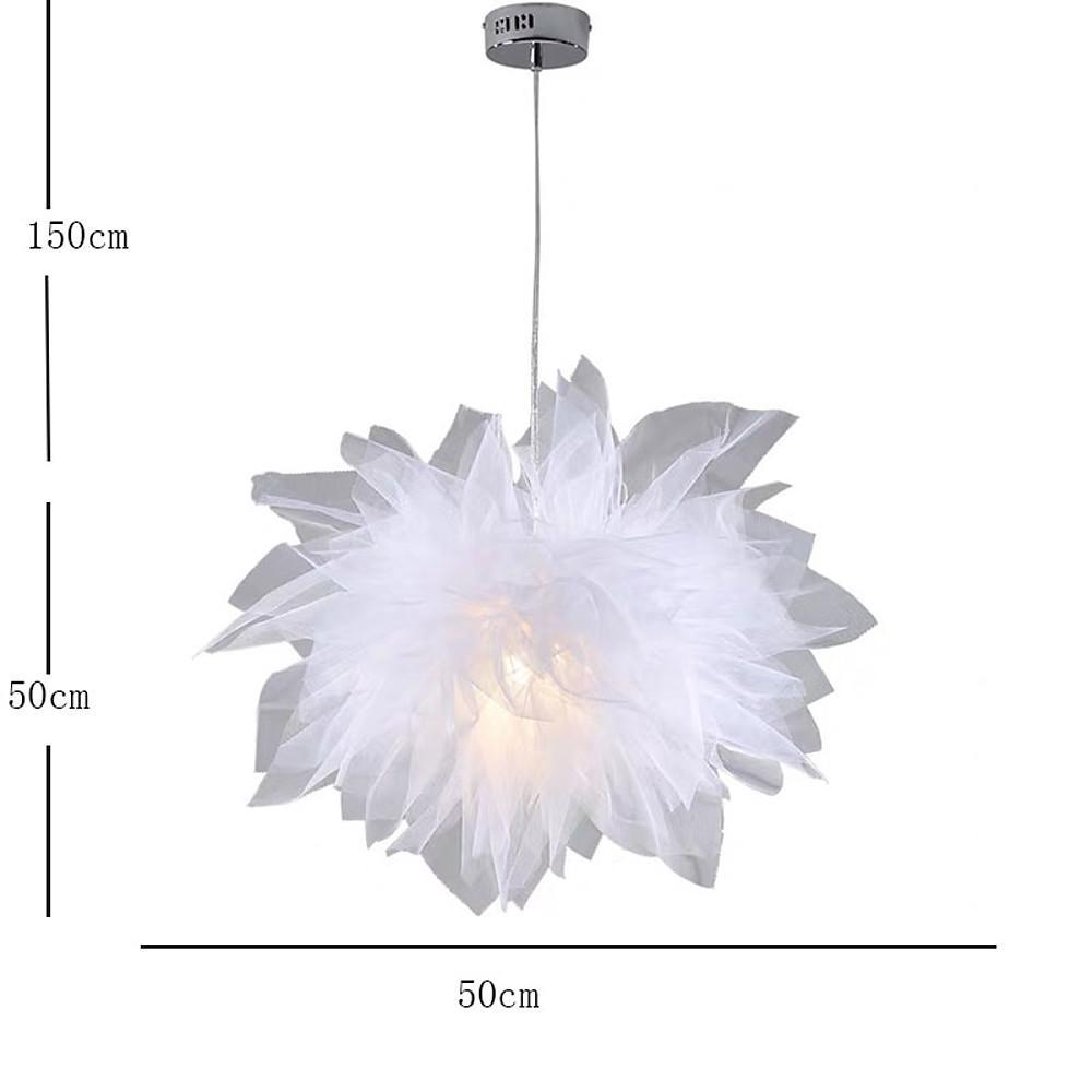 20'' Fabric Flower Pendant Light Modern Electroplated Metal LED
