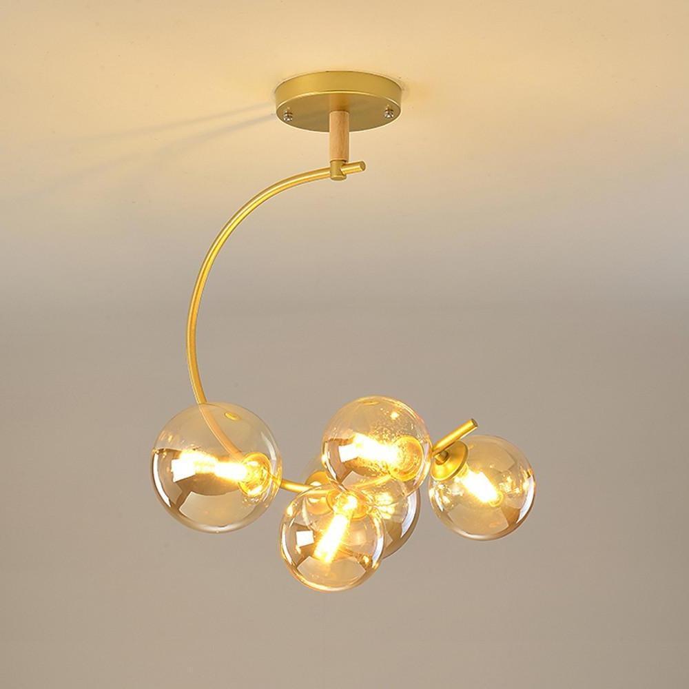 5-Light Cluster Globe Chandelier Modern Glass & Metal Ceiling Light