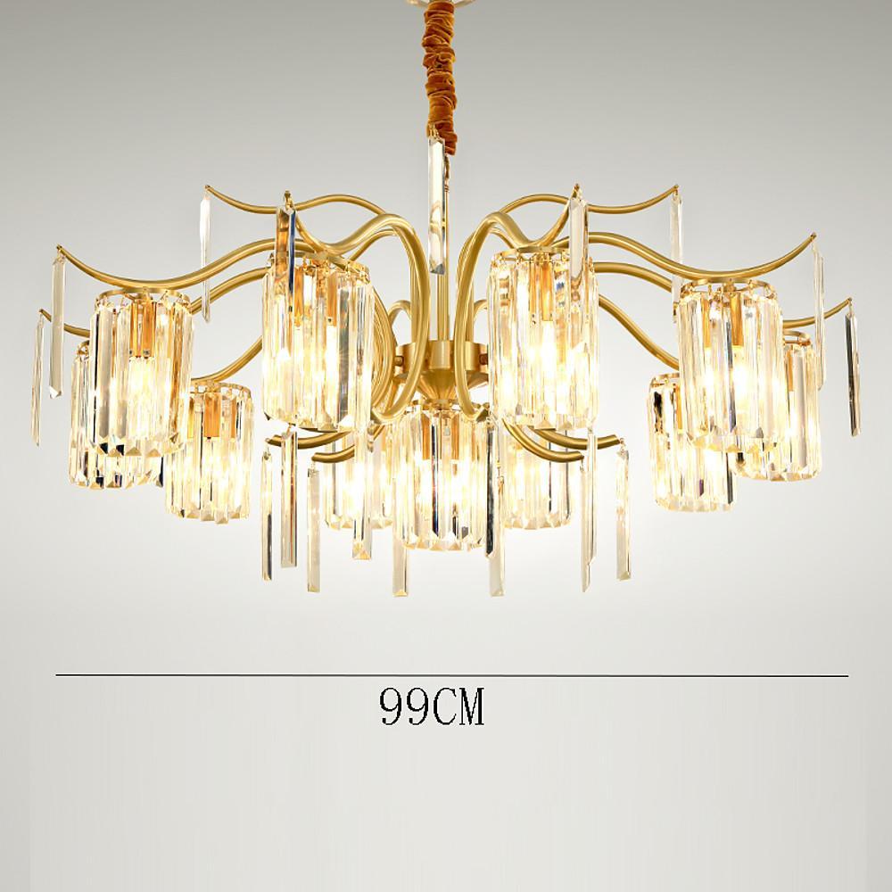 Crystal Chandelier Gold Copper Finish LED Ambient Lighting