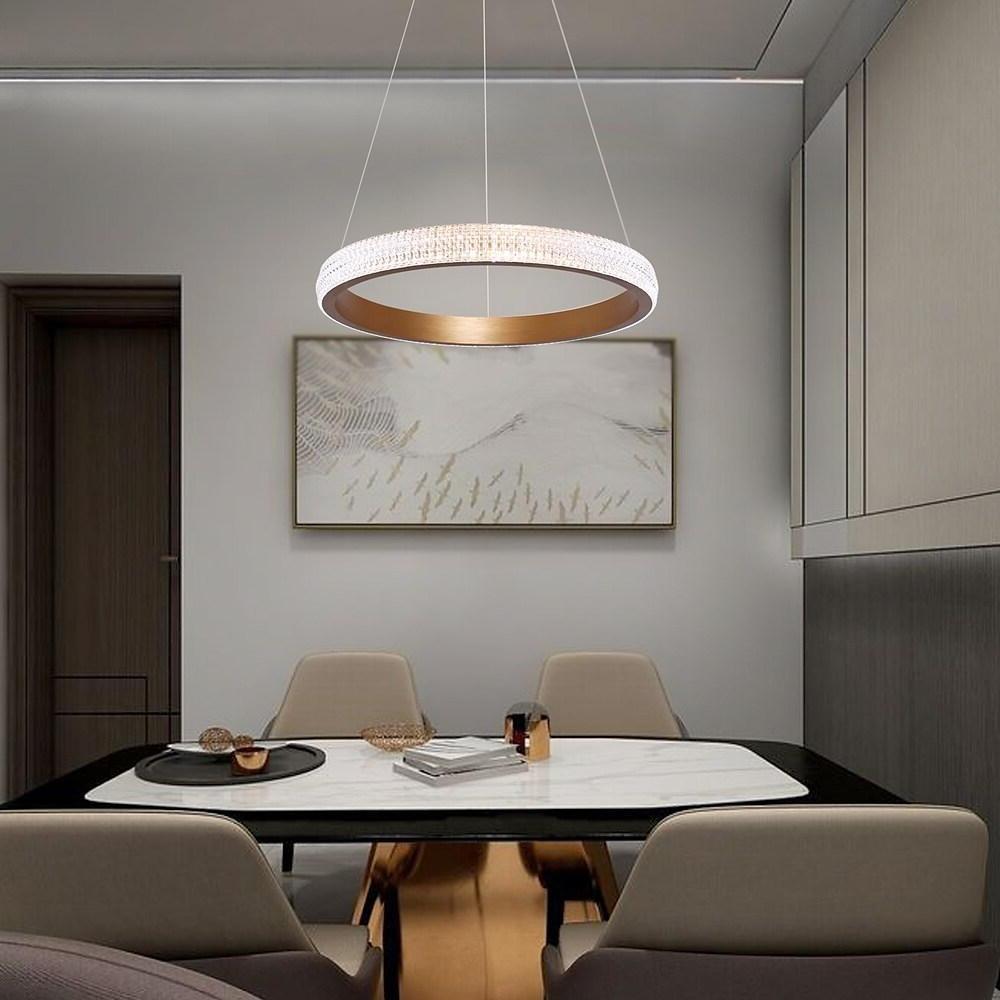Modern Gold Circular LED Pendant Light Aluminum Chandelier