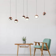 Modern Globe Cluster Pendant Light 6-Light Metal Acrylic Chandelier