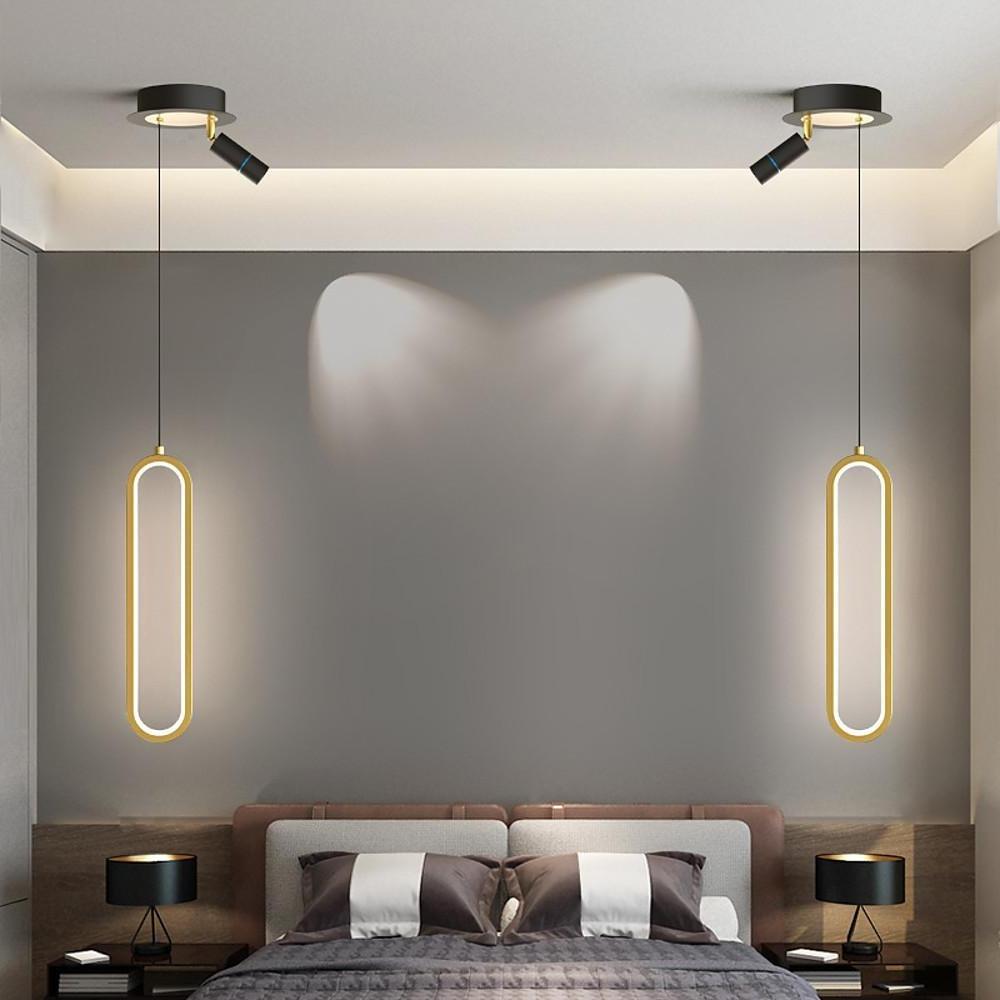 Modern Elongated Pendant Light with Metal Frame & Acrylic Shade