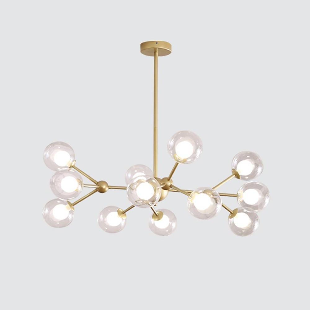 Modern Sputnik Chandelier with Glass Bubble Shades - 12 Lights