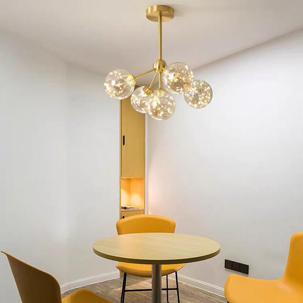 5-Globe Glass Flush Mount Ceiling Light - Modern Artistic LED