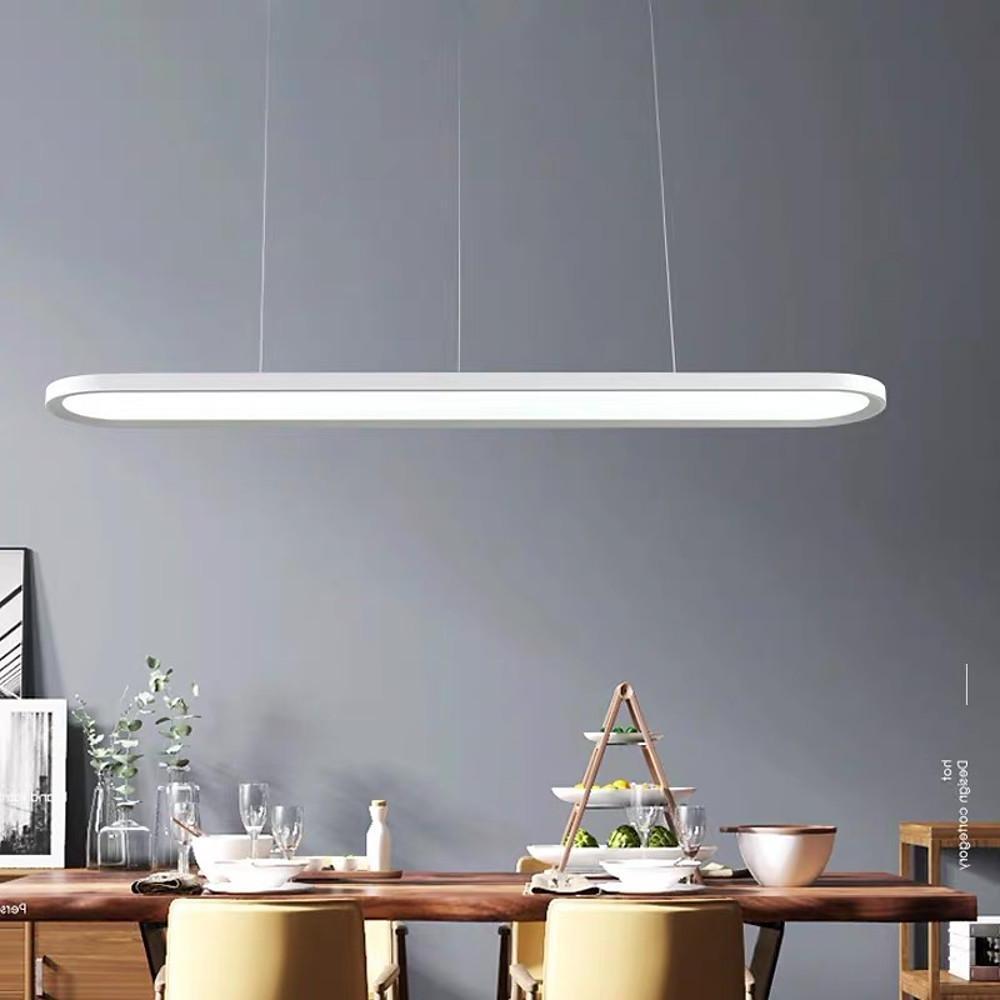 Modern Oval LED Pendant Light – Metal & Acrylic Ceiling Fixture