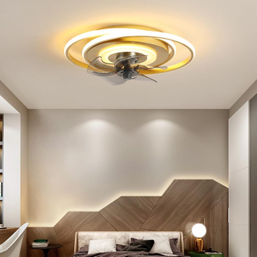 Modern Geometric Ceiling Fan with LED Light – Metal & Plastic