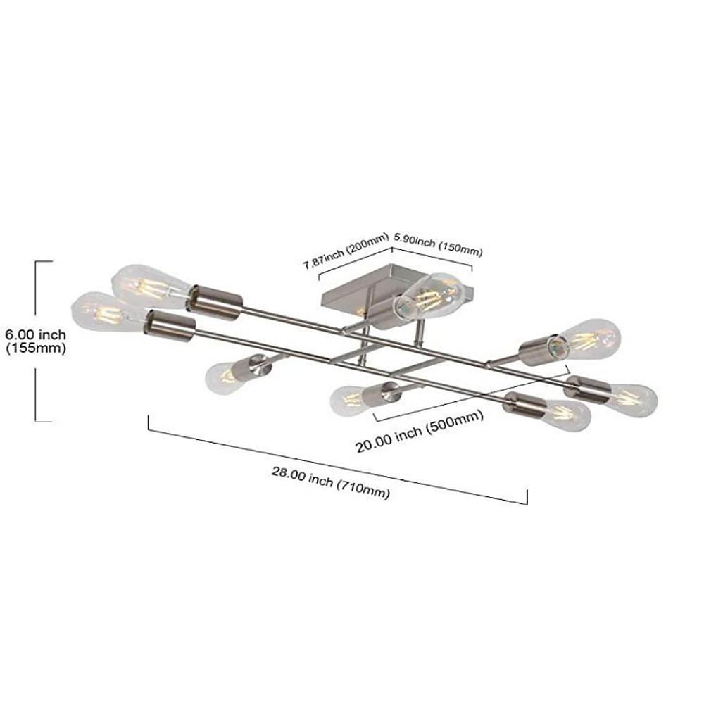 8-Light Vintage Semi Flush Mount Ceiling Light | Antique Brass