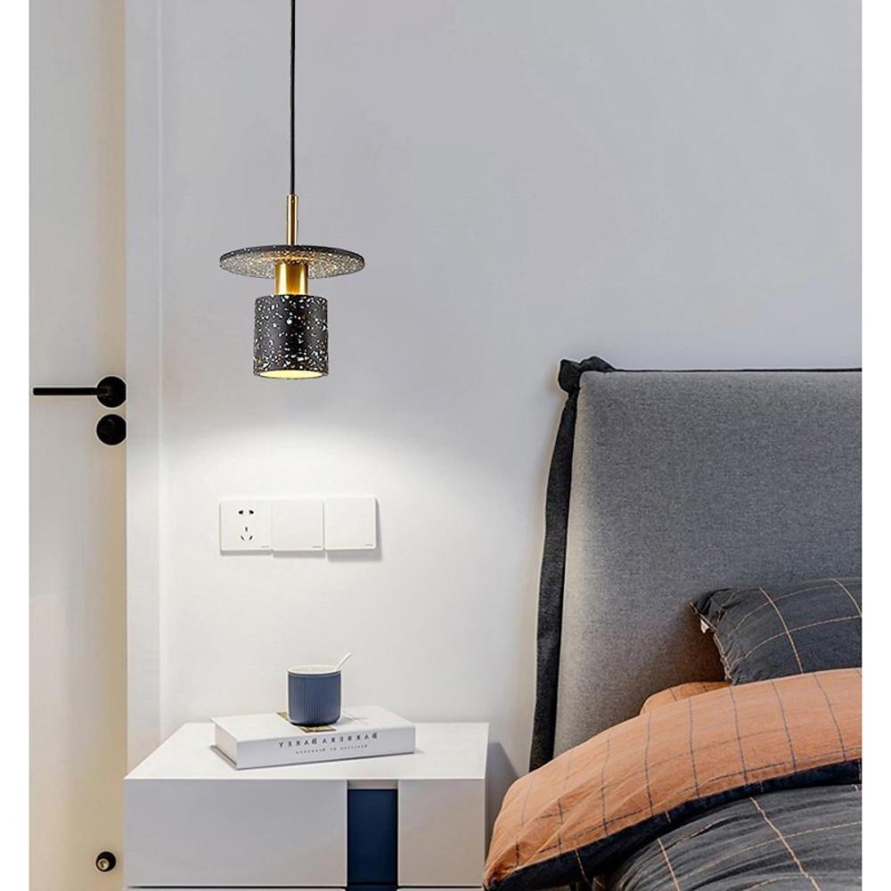 Terrazzo Cement Cylinder LED Pendant Light Modern Island Lighting