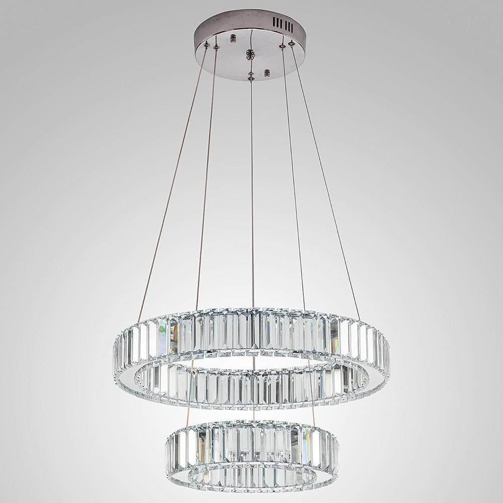 Modern Crystal Steel LED Chandelier with Dual Ring Design