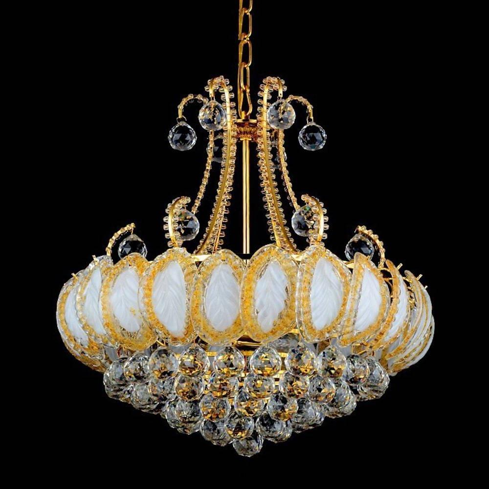 8-Light Crystal Chandelier - Modern Vintage Gold Silver Metal Frame