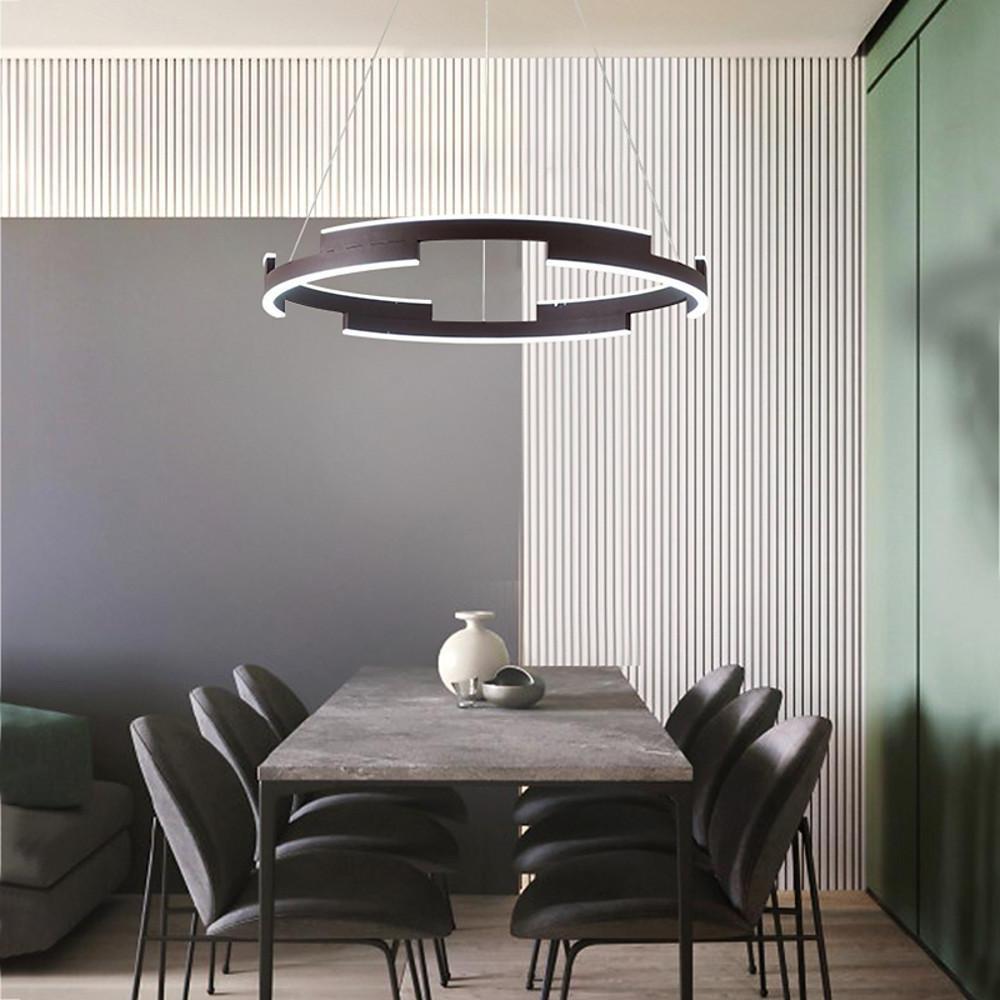 Modern Geometric Circle Pendant Light – Metal LED Chandelier