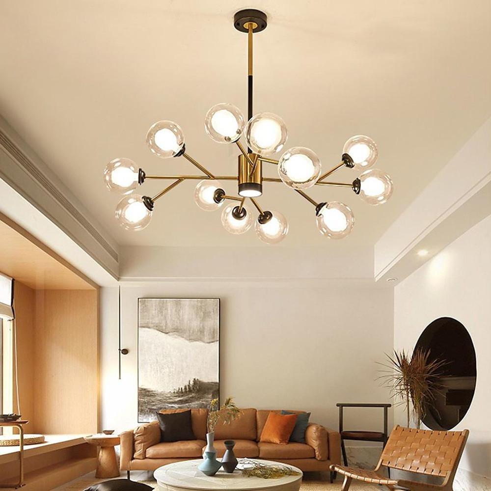 12-Light Sputnik Chandelier with Glass Globe Shades