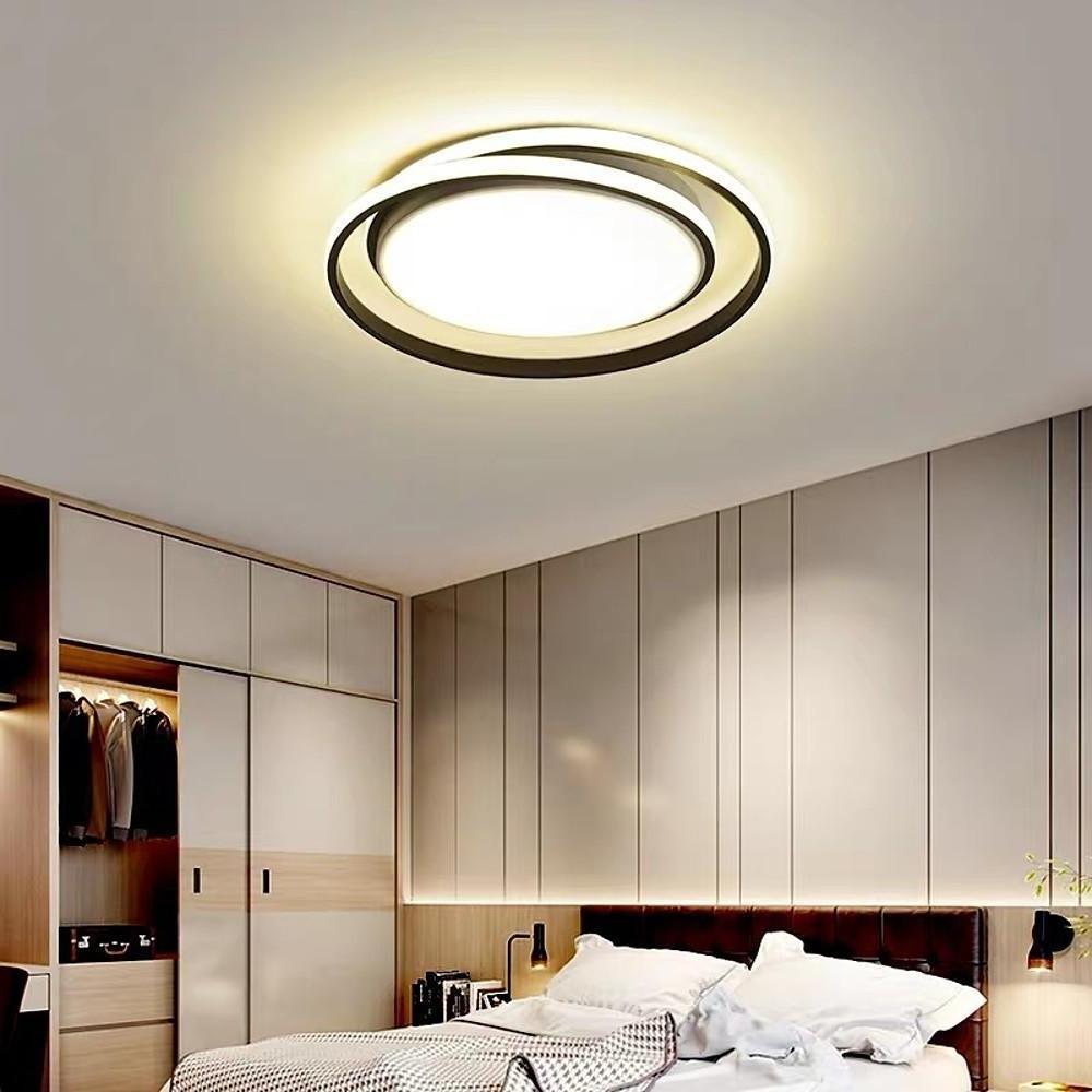 Modern Circular LED Flush Mount Ceiling Light - Black & Gold