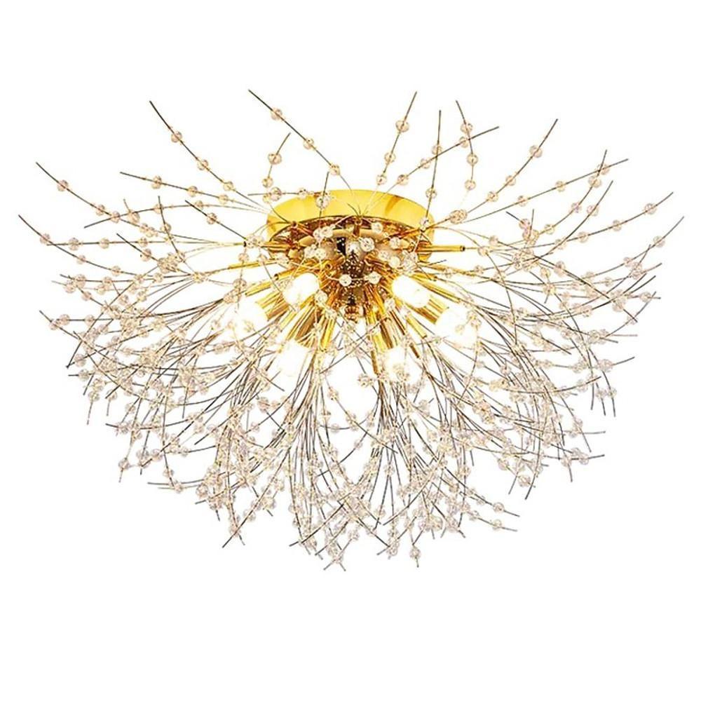Crystal Metal Flush Mount Ceiling Light Traditional LED Chandelier