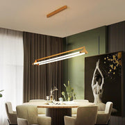 Modern Double Bar LED Pendant Light Gold Metal Acrylic Dimmable