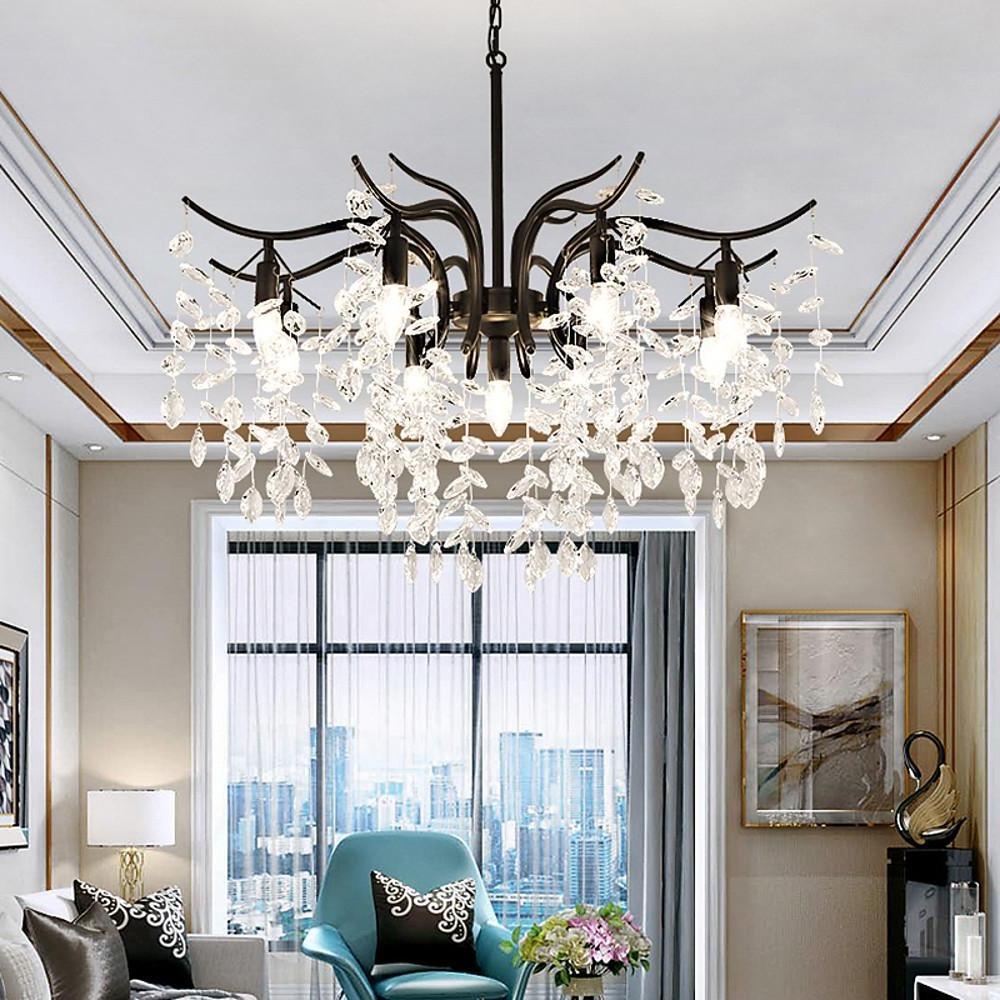 Crystal Metal LED Chandelier 9-Light Contemporary Pendant