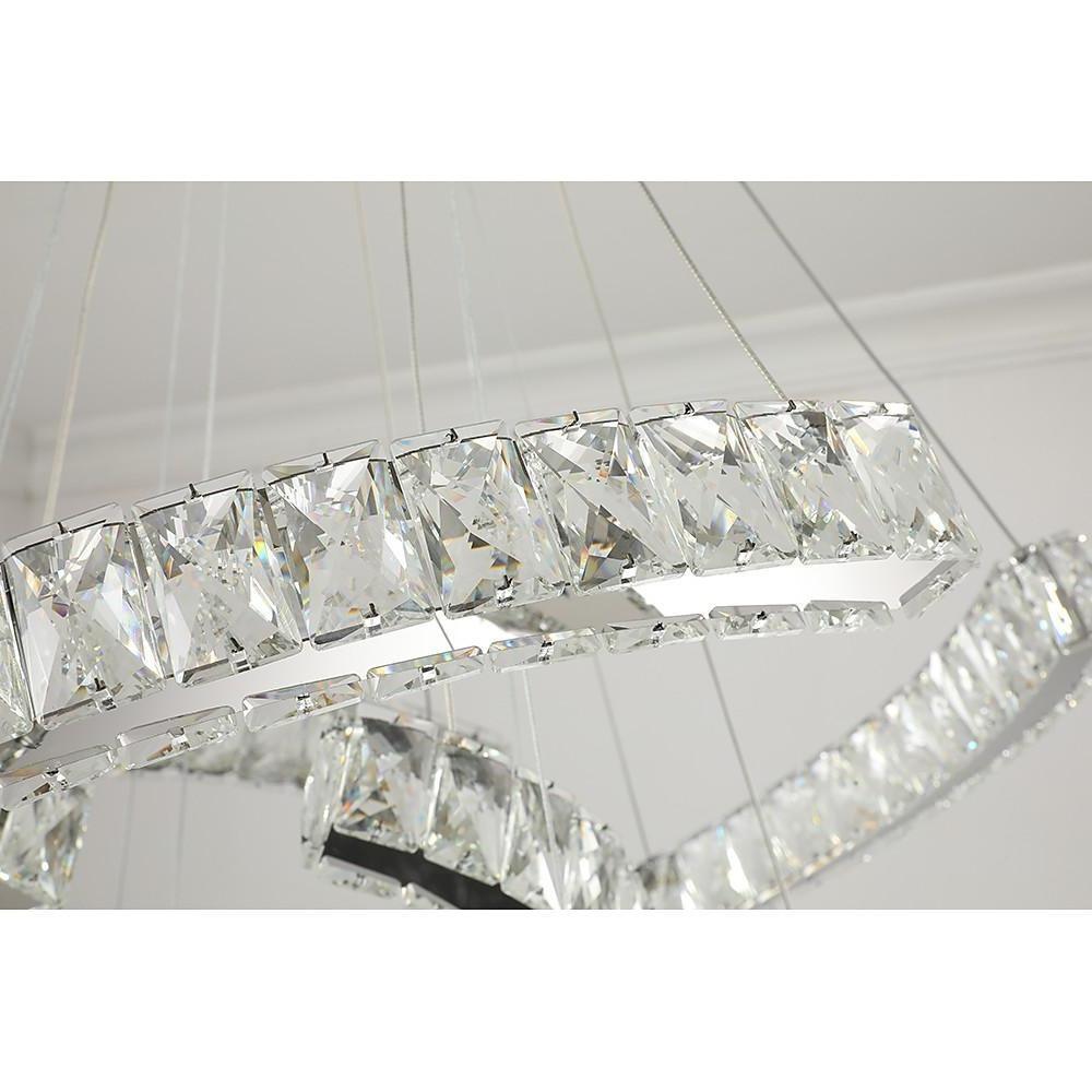 Wave Crystal Chandelier with Stainless Steel Finish - 3-Light LED