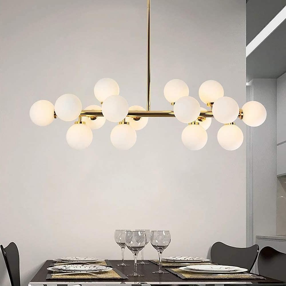 35" Modern Sputnik Chandelier with 16 LED Glass Globe Lights