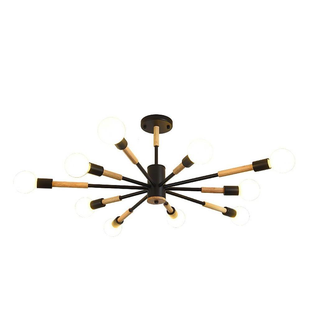 10-Light Nordic Flush Mount Ceiling Chandelier - Metal Finish