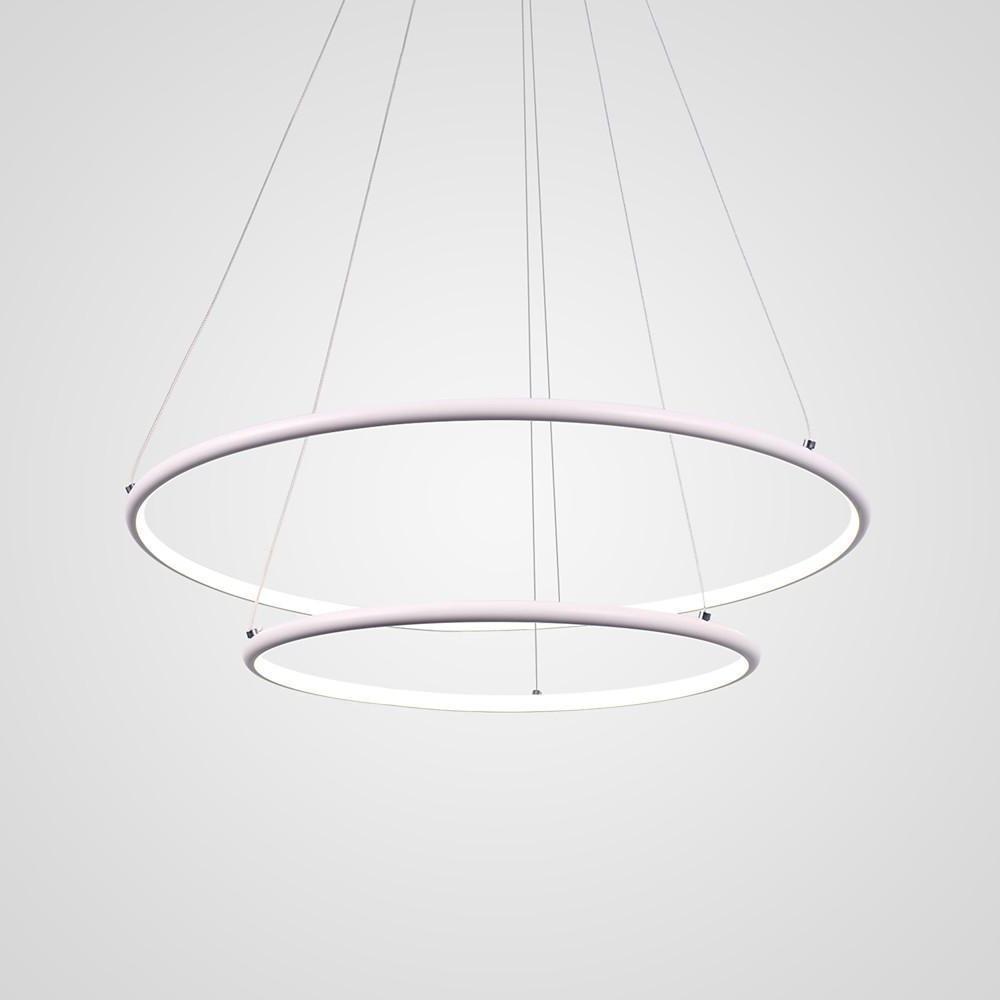 Modern LED Chandelier 2-Ring Geometric Adjustable Pendant Light