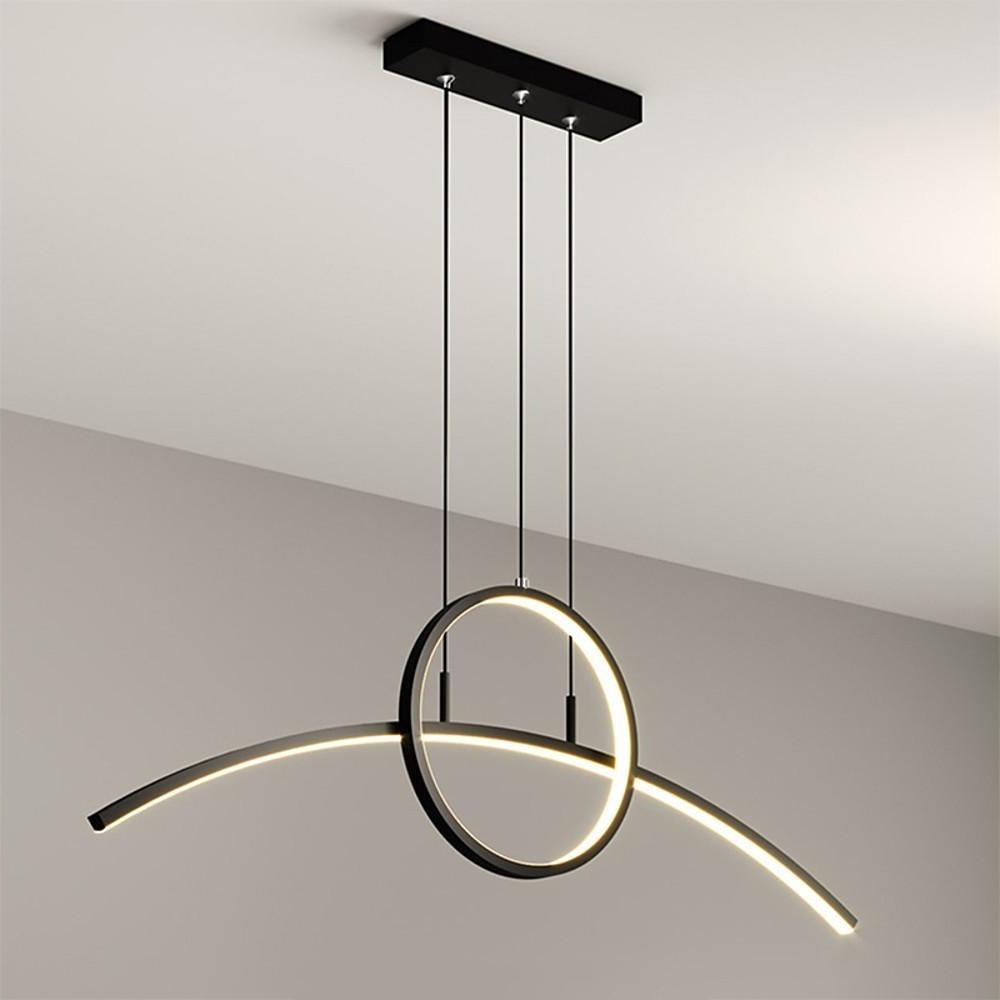 Modern Curved Circle Pendant Light Metal & PVC LED Dining Kitchen