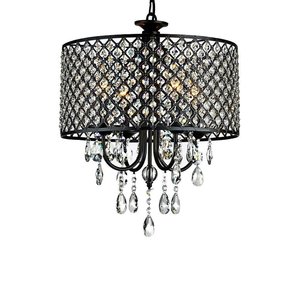 Crystal Metal Chandelier 4-Light Industrial Pendant Lighting
