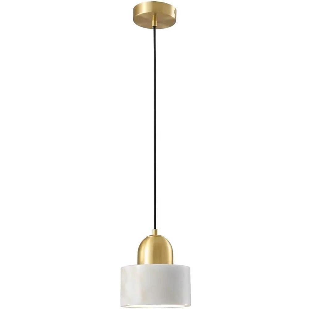 Modern Marble Drum Pendant Light Metal Ceiling Fixture
