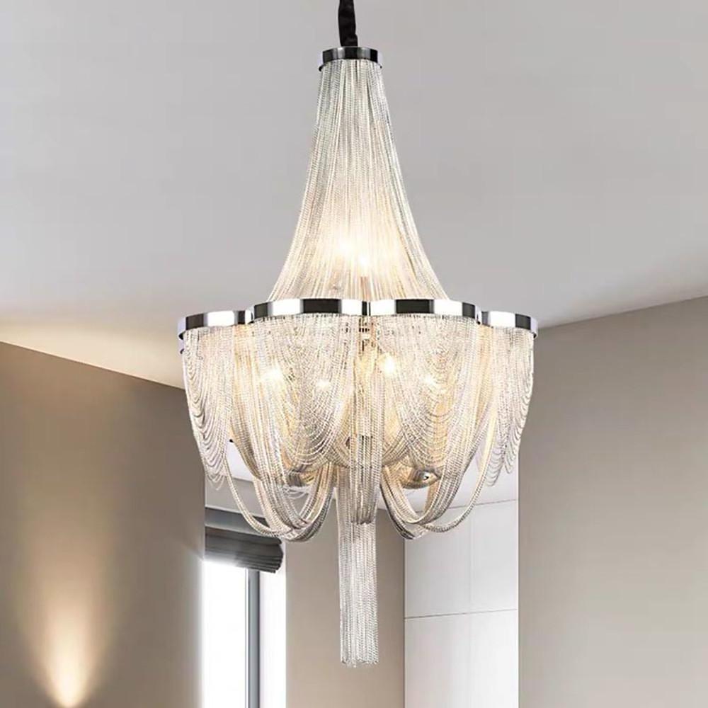 Modern Metal Chandelier 6-Light Dining Room Ceiling Fixture