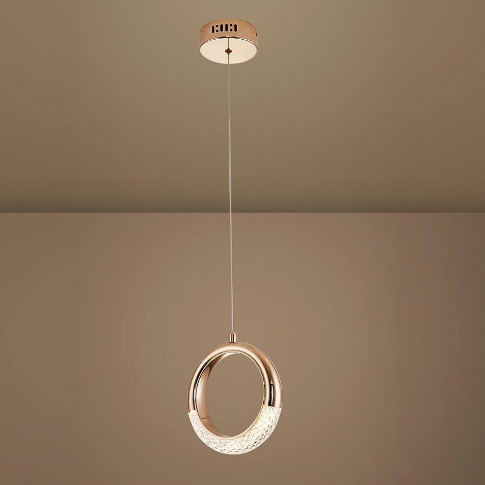 Modern Ring Pendant Light LED Electroplated Metal Hanging Lamp