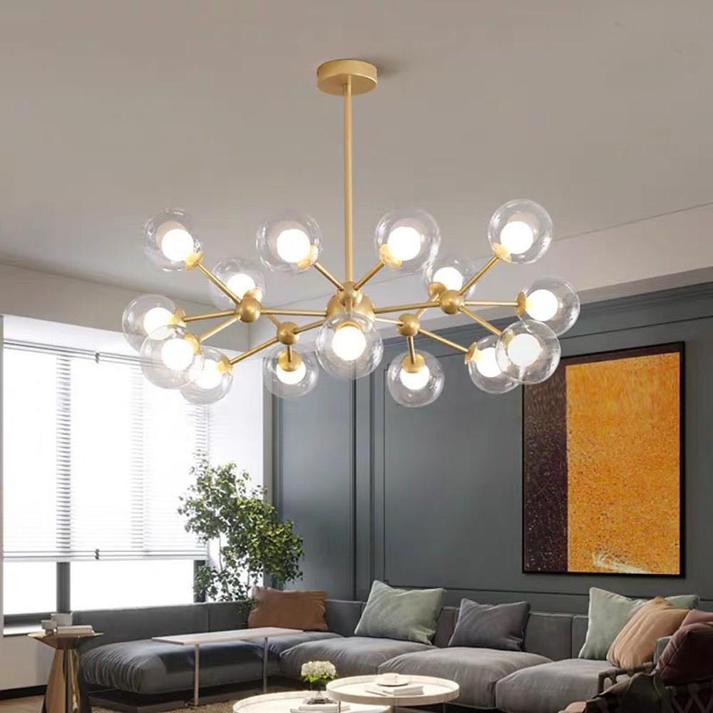 Modern Sputnik Chandelier 15-Light Glass Globe Cluster Pendant
