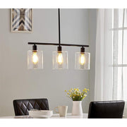 3-Light Vintage Lantern Pendant - Metal & Glass Dining Room Light