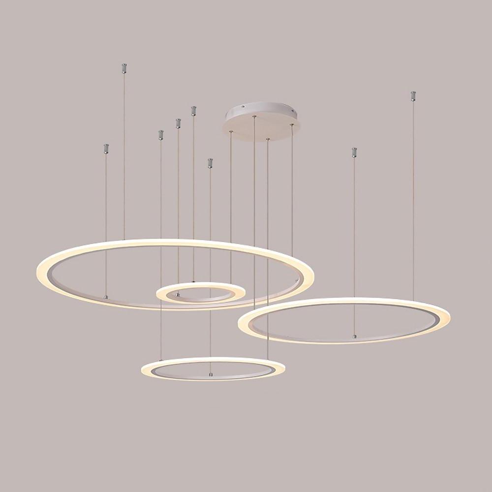 Modern Geometric 4-Circle Pendant Light Metal Acrylic LED