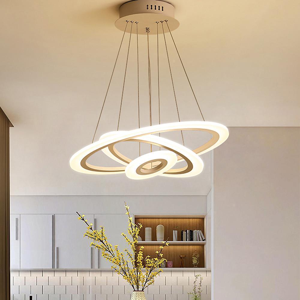 Modern 3-Ring LED Pendant Chandelier - Aluminum & Acrylic