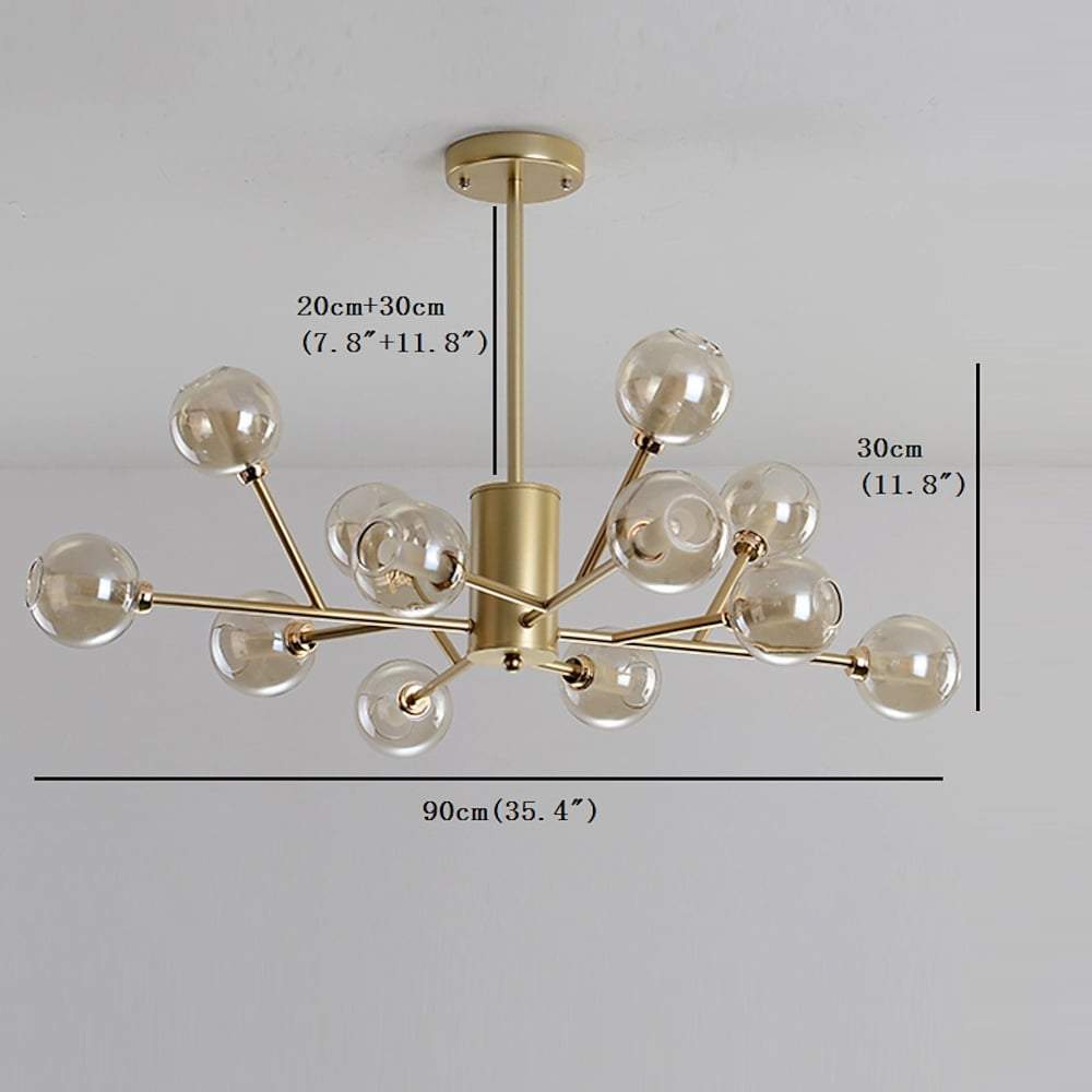 12-Light Glass Sputnik Chandelier – Modern Nordic Pendant Light