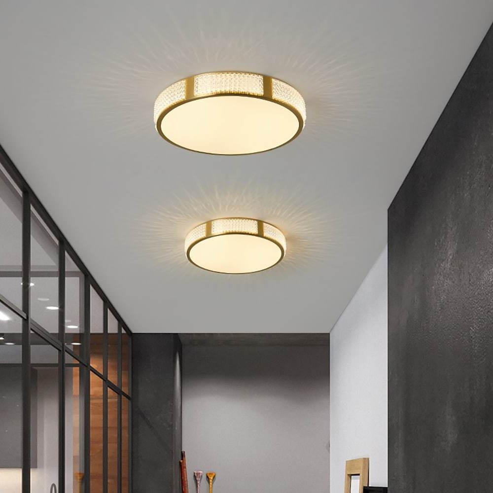 Nordic Circular Copper Flush Mount Ceiling Light with Acrylic Shade