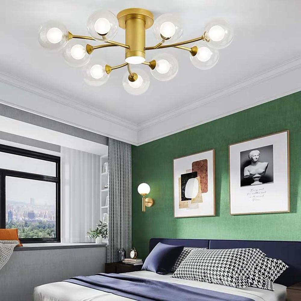 Modern Globe Glass Flush Mount Ceiling Light with LED Bulbs
