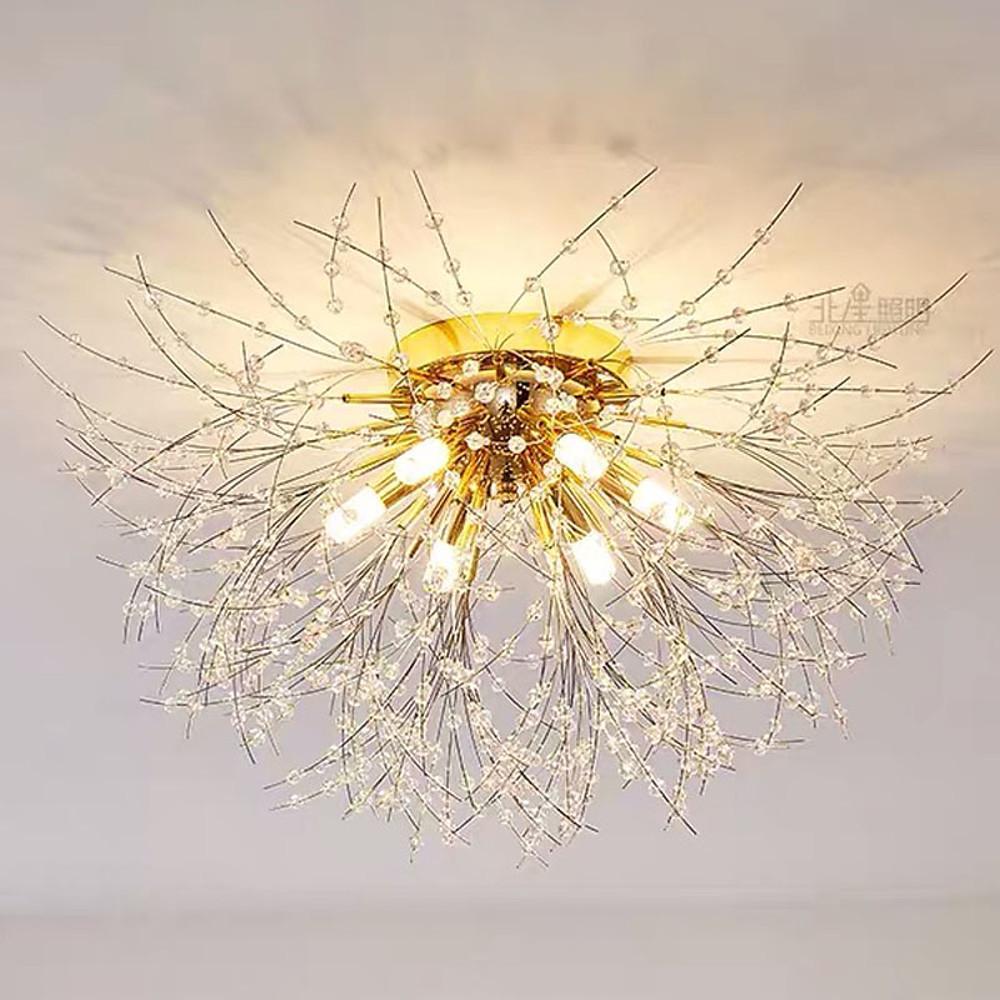 Crystal Metal Flush Mount Ceiling Light 6-Light Traditional