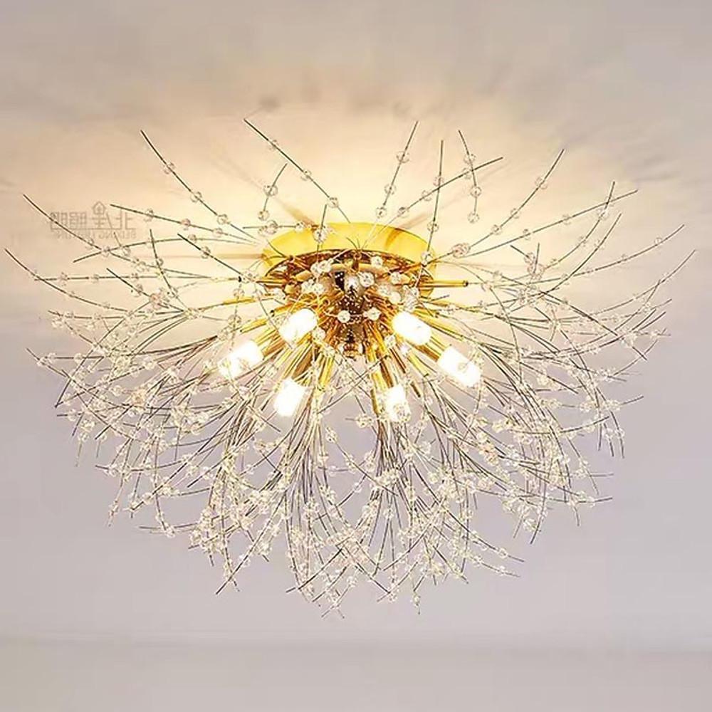 Crystal Metal Flush Mount Ceiling Light Traditional LED Chandelier