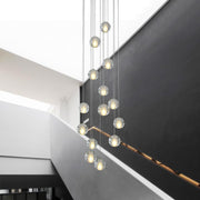 Modern Crystal Chandelier 14 LED Adjustable Height Pendant Light