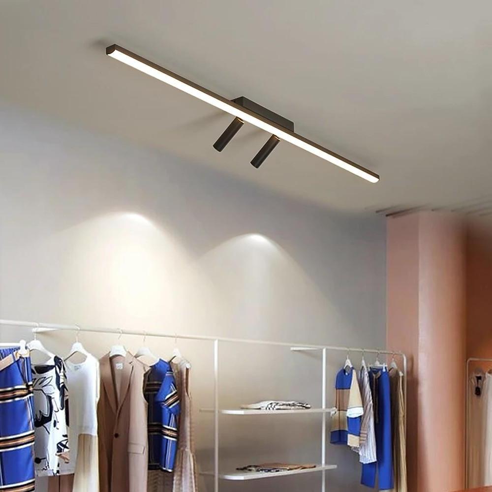 Black Linear Semi-Flush Mount Light with Adjustable Spotlights