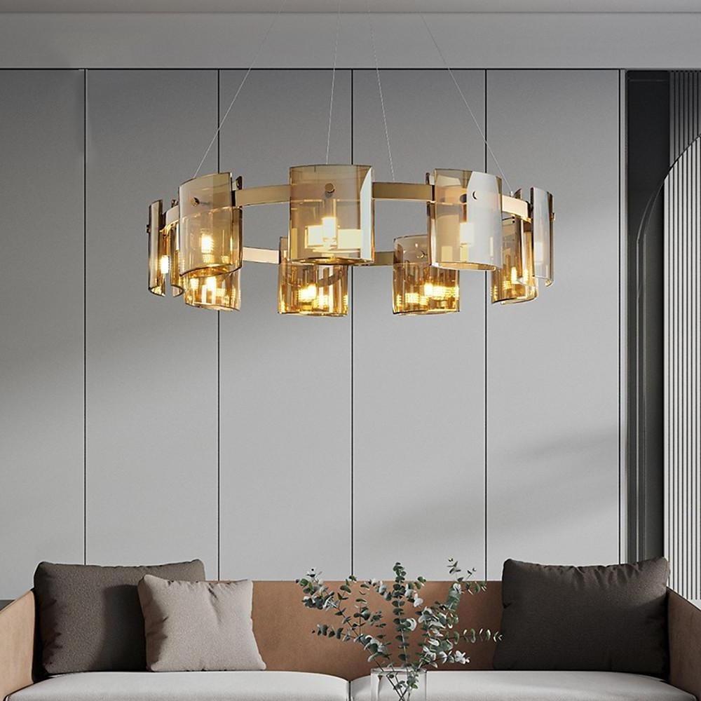 Circular Modern LED Chandelier with Electroplated Metal & Acrylic