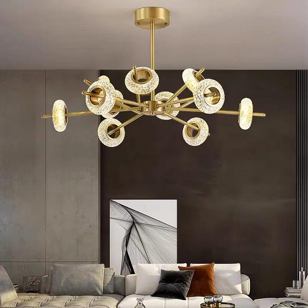 Modern Crystal Sputnik LED Chandelier Gold Electroplated Finish