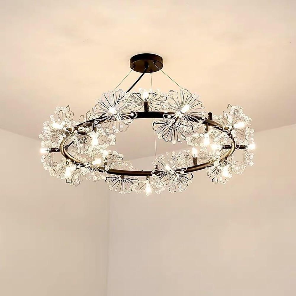 Crystal Flower Chandelier Modern Electroplated Metal Ceiling Light