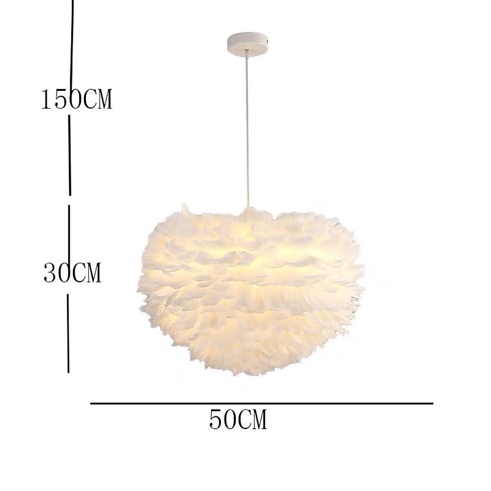 Modern Feather Pendant Light - Pink & White Metal Chandelier